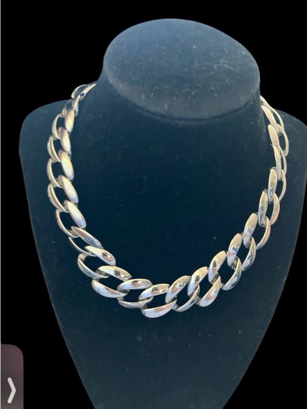 Vintage Ann Taylor Cuban Curb Silver Tone Chain Statement Necklace W Toggle 17"